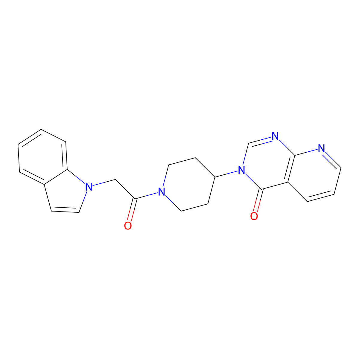 3-(1-(2-(1H-indol-1-yl)acetyl)piperidin-4-yl)pyrido[2,3-d]pyrimidin-4(3H)-one molecular structure, CAS 2034535-24-3