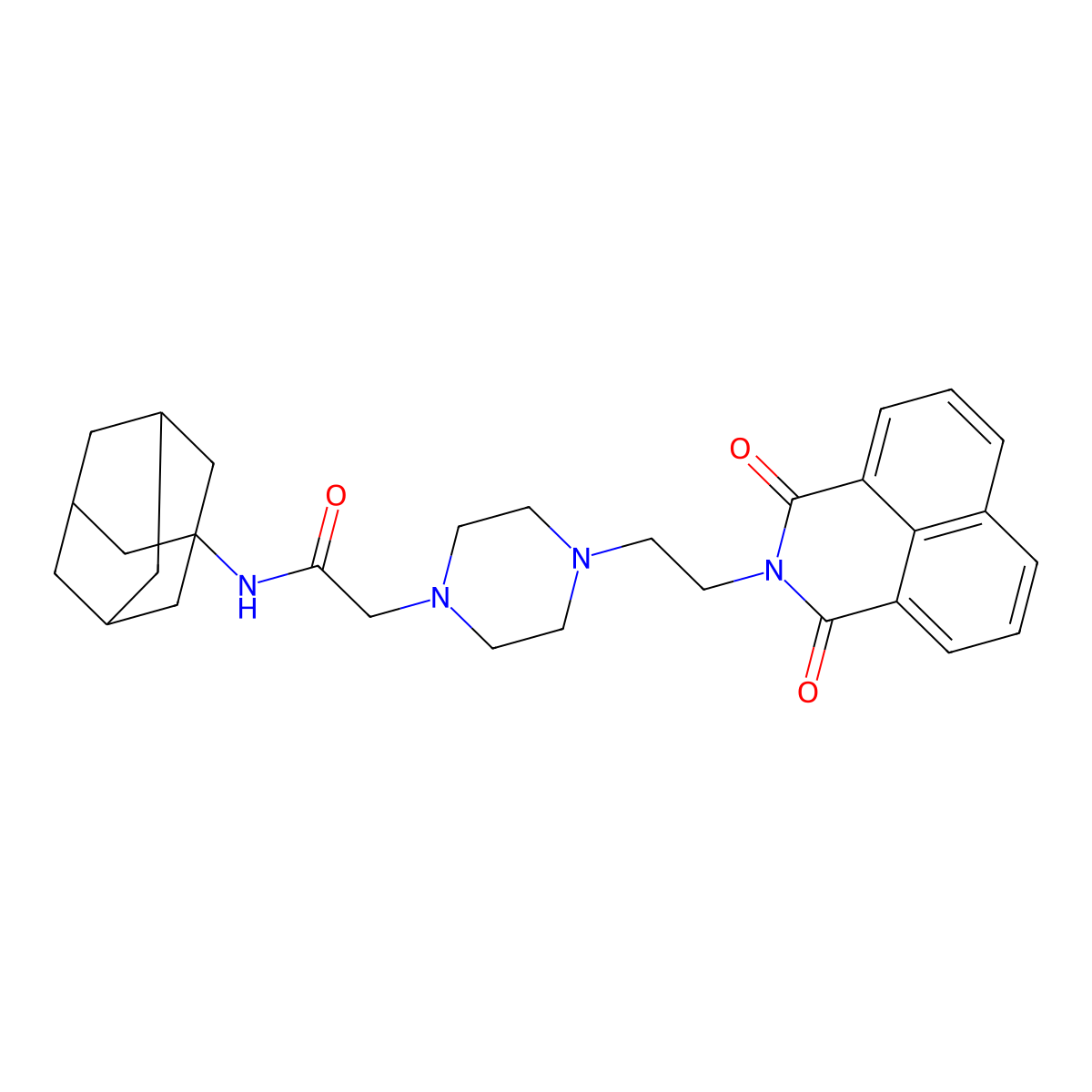 N-(adamantan-1-yl)-2-[4-(2-{2,4-dioxo-3-azatricyclo[7.3.1.0^{5,13}]trideca-1(13),5,7,9,11-pentaen-3-yl}ethyl)piperazin-1-yl]acetamide molecular structure, CAS 2034535-25-4