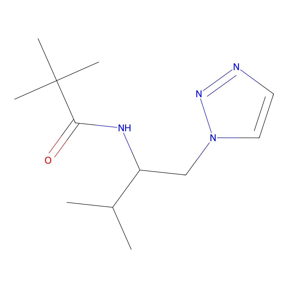 2,2-dimethyl-N-[3-methyl-1-(1H-1,2,3-triazol-1-yl)butan-2-yl]propanamide molecular structure, CAS 2034535-27-6