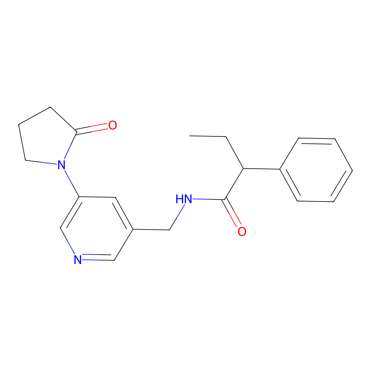 N-{[5-(2-oxopyrrolidin-1-yl)pyridin-3-yl]methyl}-2-phenylbutanamide molecular structure, CAS 2034535-32-3