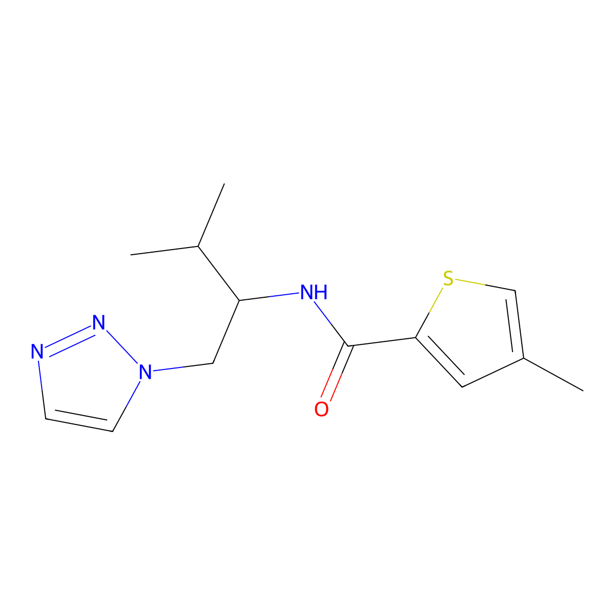 4-methyl-N-(3-methyl-1-(1H-1,2,3-triazol-1-yl)butan-2-yl)thiophene-2-carboxamide molecular structure, CAS 2034535-36-7