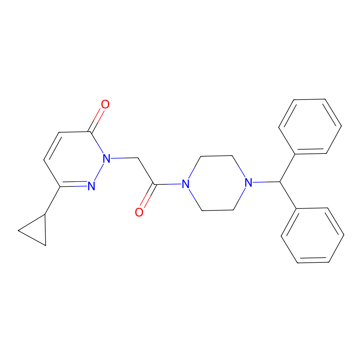 2-(2-(4-benzhydrylpiperazin-1-yl)-2-oxoethyl)-6-cyclopropylpyridazin-3(2H)-one molecular structure, CAS 2034535-44-7