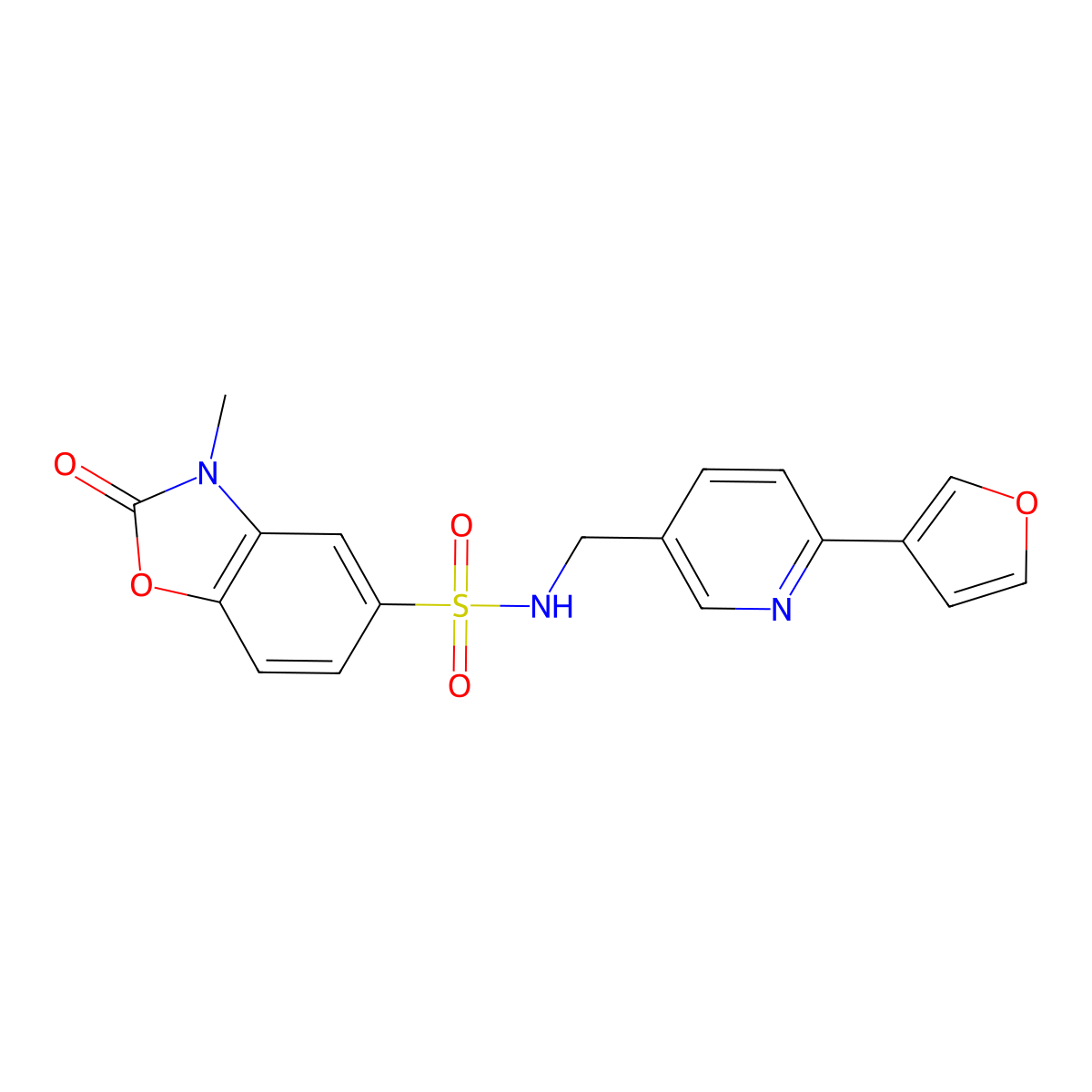 N-{[6-(furan-3-yl)pyridin-3-yl]methyl}-3-methyl-2-oxo-2,3-dihydro-1,3-benzoxazole-5-sulfonamide molecular structure, CAS 2034535-46-9