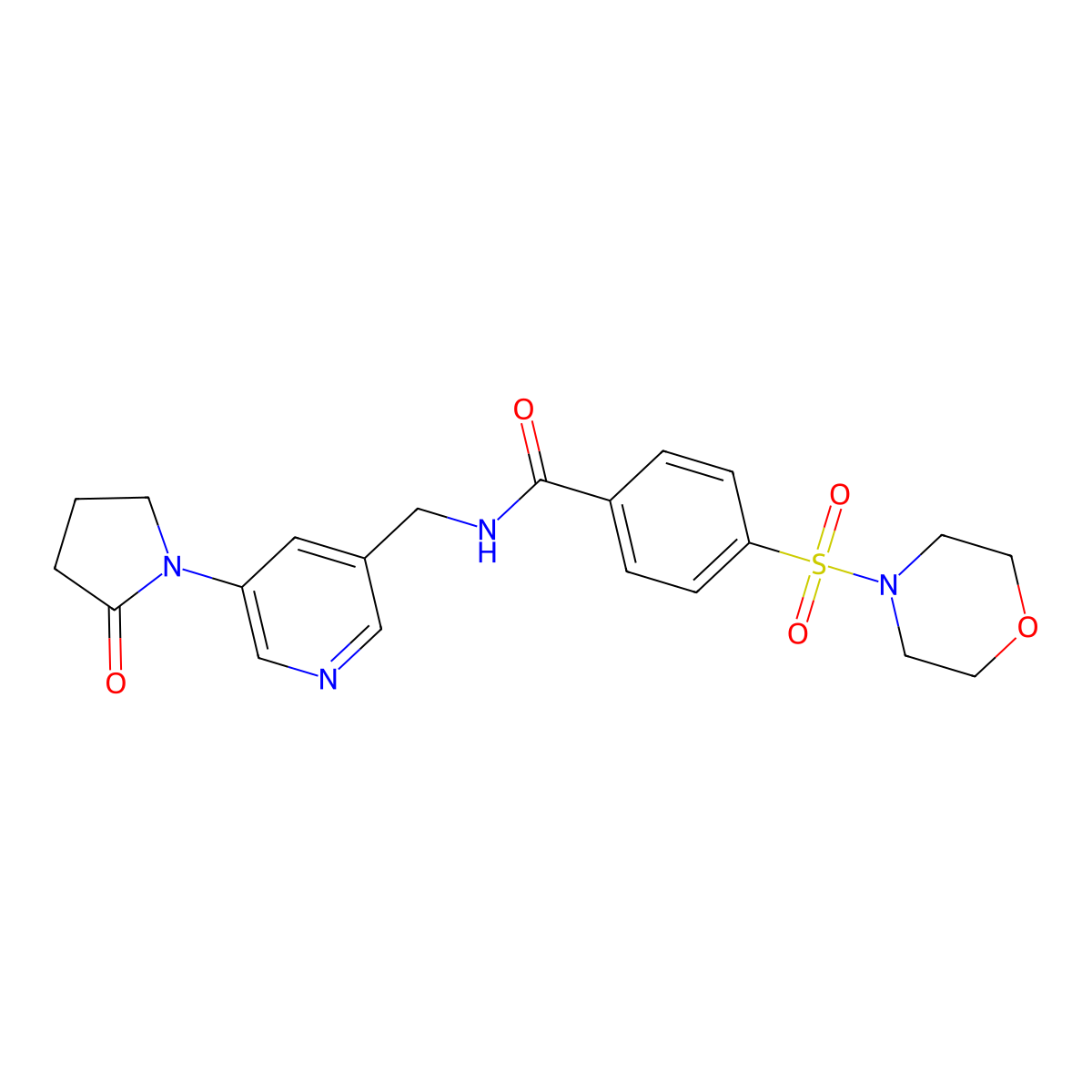 4-(morpholinosulfonyl)-N-((5-(2-oxopyrrolidin-1-yl)pyridin-3-yl)methyl)benzamide molecular structure, CAS 2034535-47-0