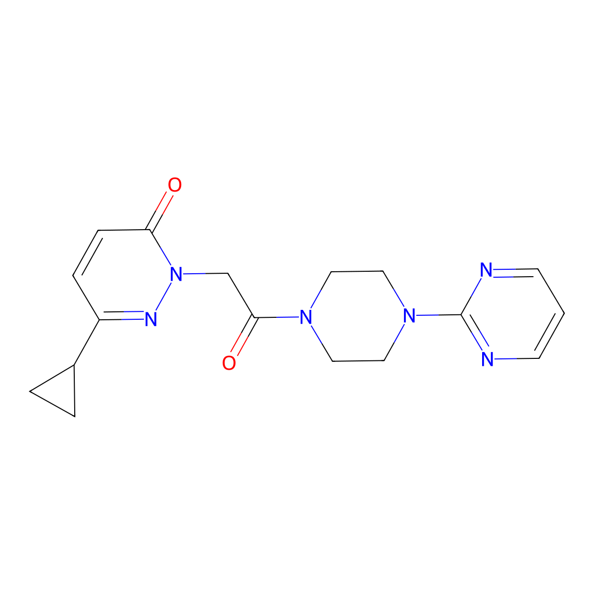 6-cyclopropyl-2-(2-oxo-2-(4-(pyrimidin-2-yl)piperazin-1-yl)ethyl)pyridazin-3(2H)-one molecular structure, CAS 2034535-55-0