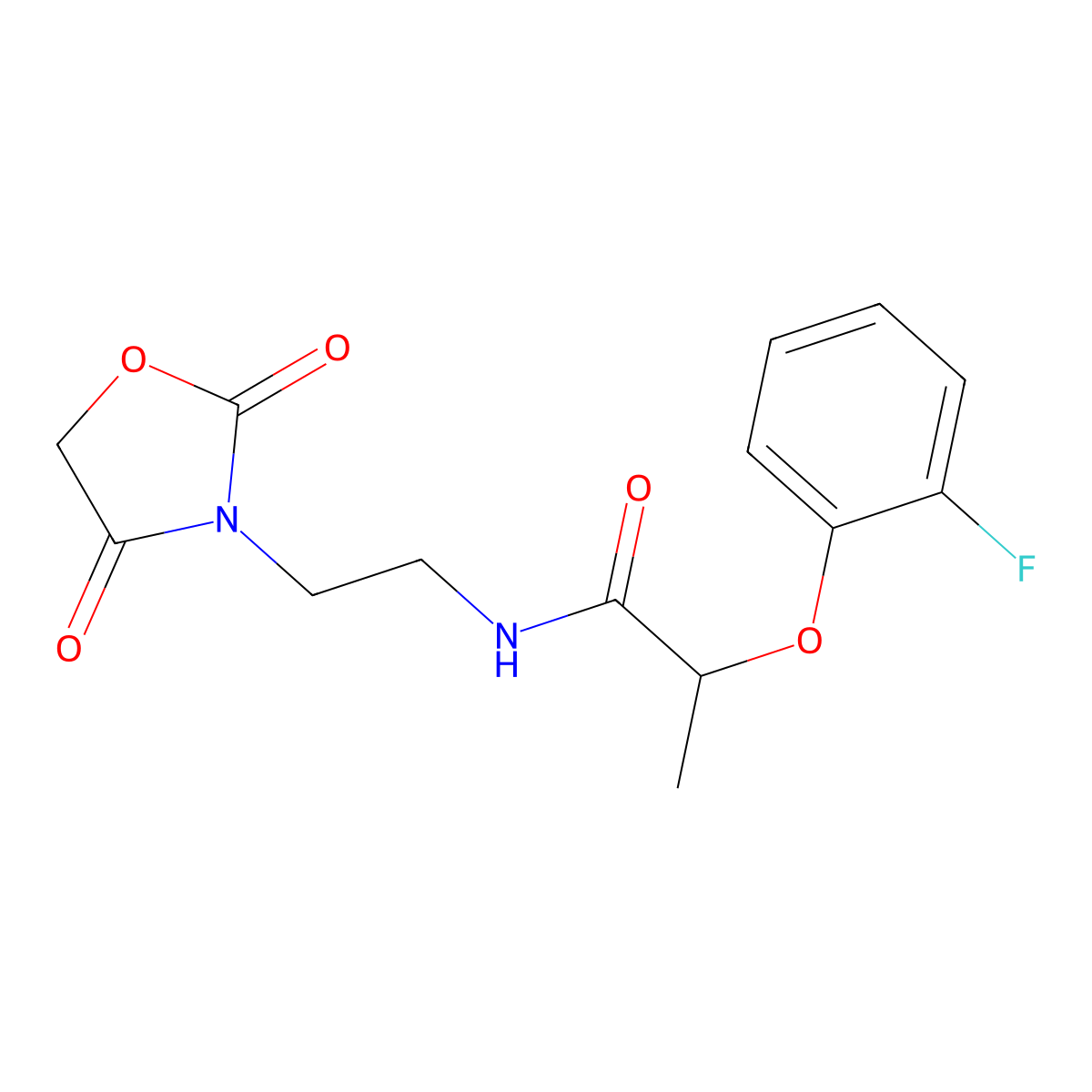 N-(2-(2,4-dioxooxazolidin-3-yl)ethyl)-2-(2-fluorophenoxy)propanamide molecular structure, CAS 2034535-58-3