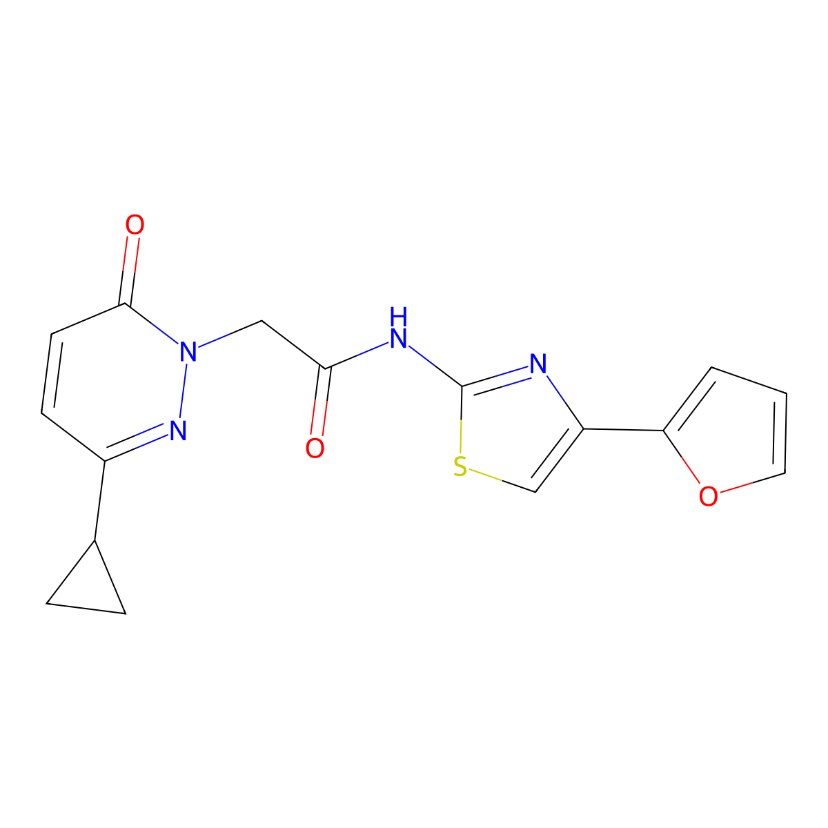 2-(3-cyclopropyl-6-oxopyridazin-1(6H)-yl)-N-(4-(furan-2-yl)thiazol-2-yl)acetamide molecular structure, CAS 2034535-71-0