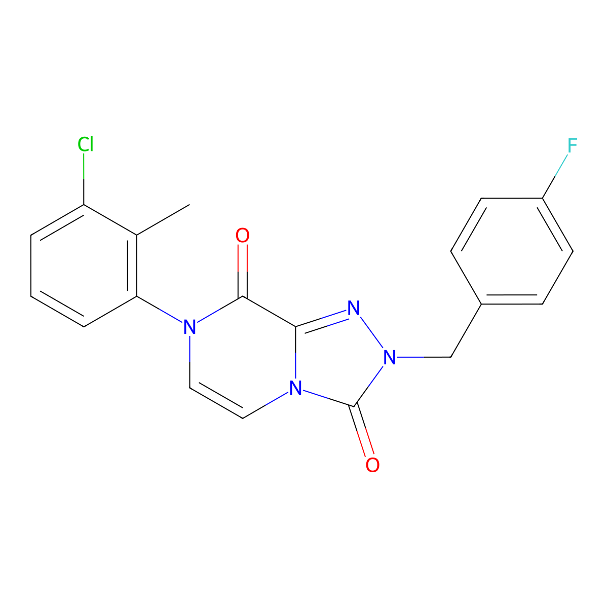 7-(3-chloro-2-methylphenyl)-2-(4-fluorobenzyl)-[1,2,4]triazolo[4,3-a]pyrazine-3,8(2H,7H)-dione molecular structure, CAS 2034535-76-5
