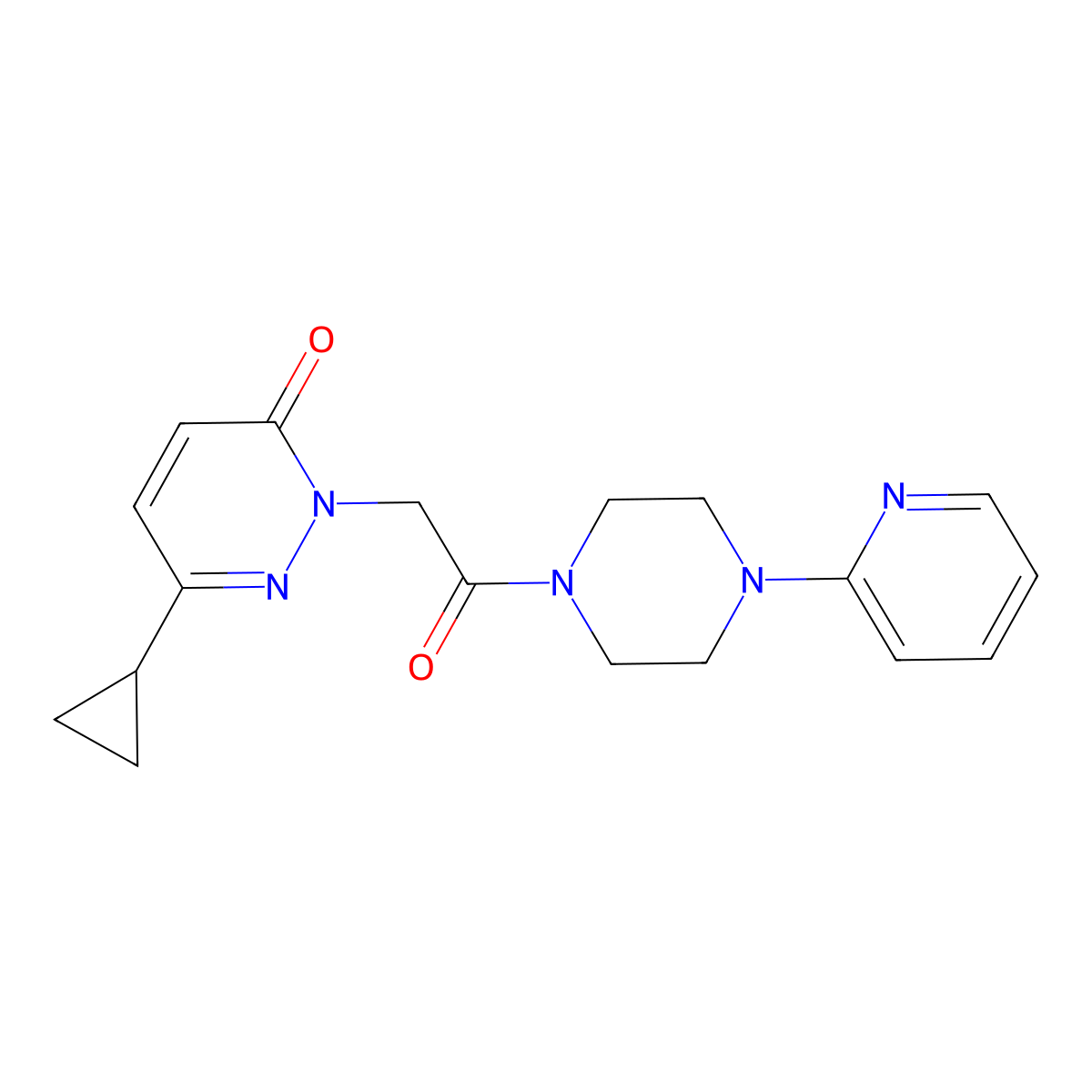 6-Cyclopropyl-2-{2-oxo-2-[4-(pyridin-2-yl)piperazin-1-yl]ethyl}-2,3-dihydropyridazin-3-one molecular structure, CAS 2034535-77-6
