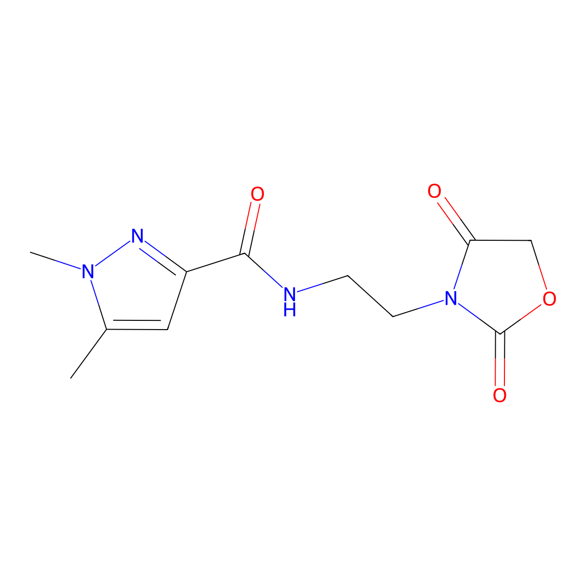N-(2-(2,4-dioxooxazolidin-3-yl)ethyl)-1,5-dimethyl-1H-pyrazole-3-carboxamide molecular structure, CAS 2034535-79-8
