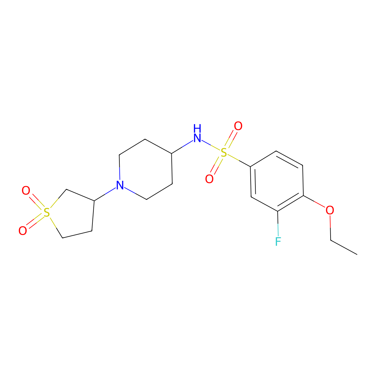 N-(1-(1,1-dioxidotetrahydrothiophen-3-yl)piperidin-4-yl)-4-ethoxy-3-fluorobenzenesulfonamide molecular structure, CAS 2034535-82-3