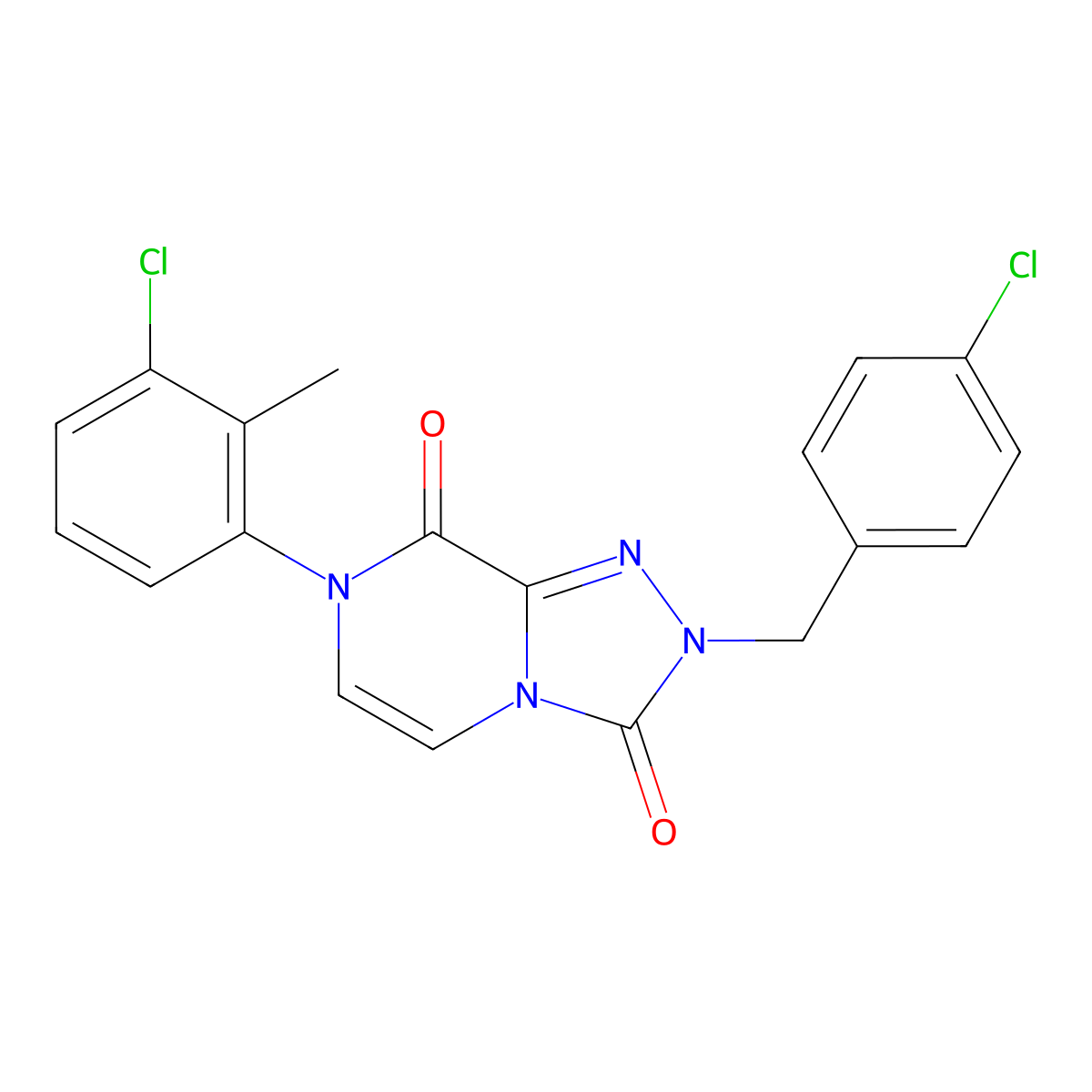 7-(3-chloro-2-methylphenyl)-2-(4-chlorobenzyl)-[1,2,4]triazolo[4,3-a]pyrazine-3,8(2H,7H)-dione molecular structure, CAS 2034535-86-7