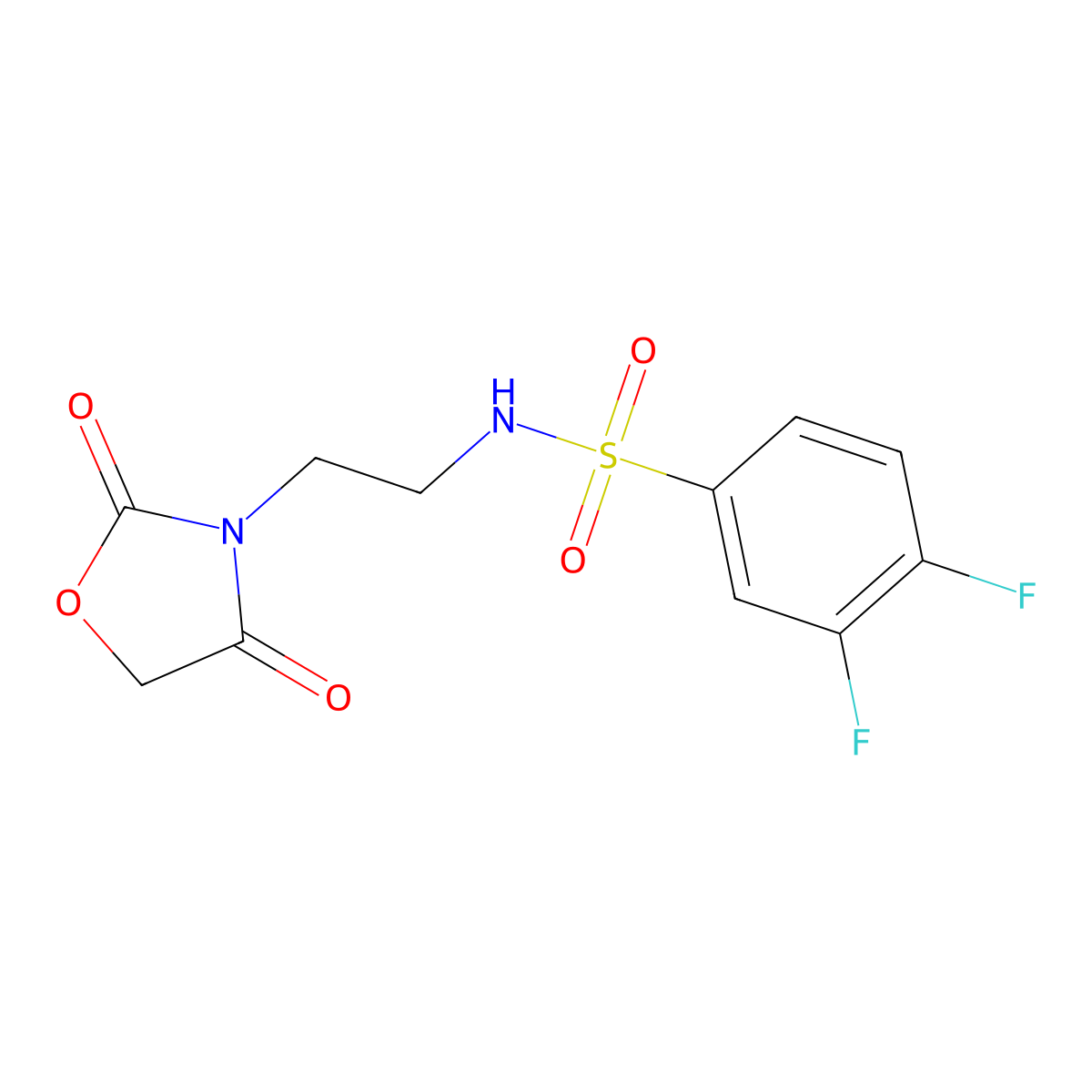 N-(2-(2,4-dioxooxazolidin-3-yl)ethyl)-3,4-difluorobenzenesulfonamide molecular structure, CAS 2034535-90-3