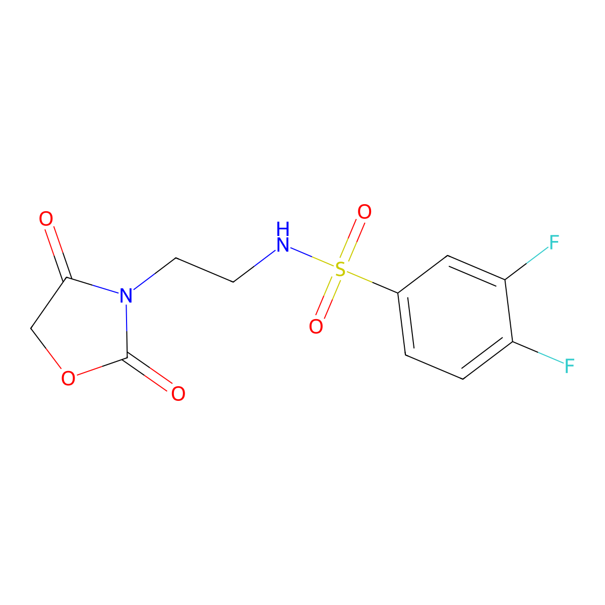 N-(2-(2,4-dioxooxazolidin-3-yl)ethyl)-3,4-difluorobenzenesulfonamide molecular structure, CAS 2034535-90-3