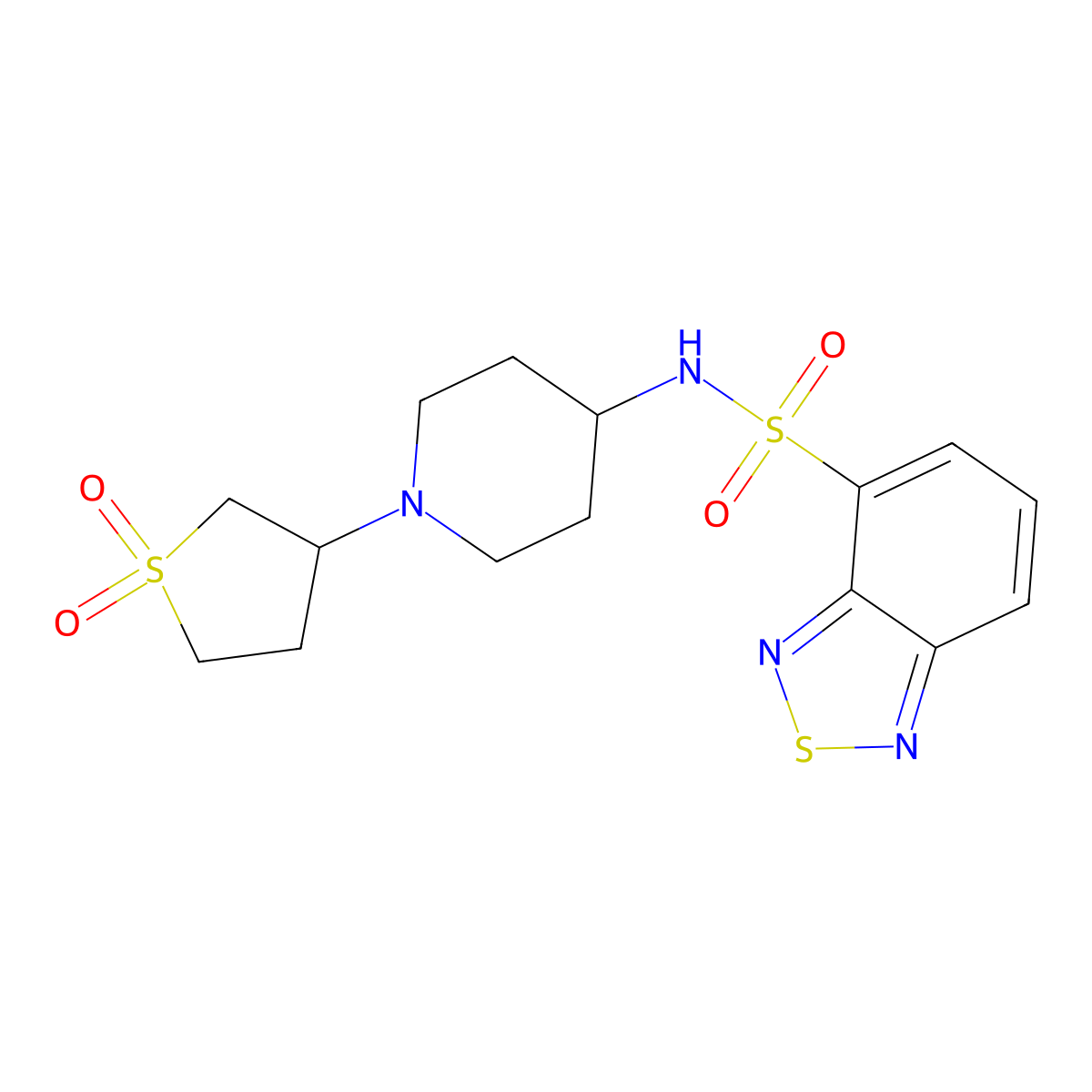 N-(1-(1,1-dioxidotetrahydrothiophen-3-yl)piperidin-4-yl)benzo[c][1,2,5]thiadiazole-4-sulfonamide molecular structure, CAS 2034535-91-4
