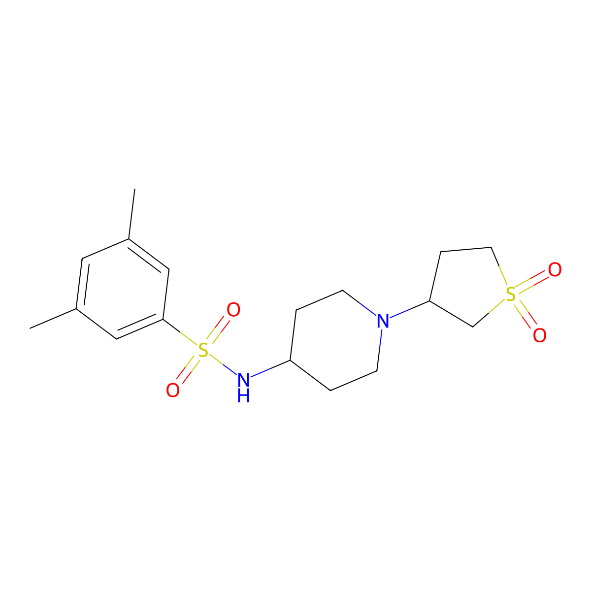 N-(1-(1,1-dioxidotetrahydrothiophen-3-yl)piperidin-4-yl)-3,5-dimethylbenzenesulfonamide molecular structure, CAS 2034535-93-6