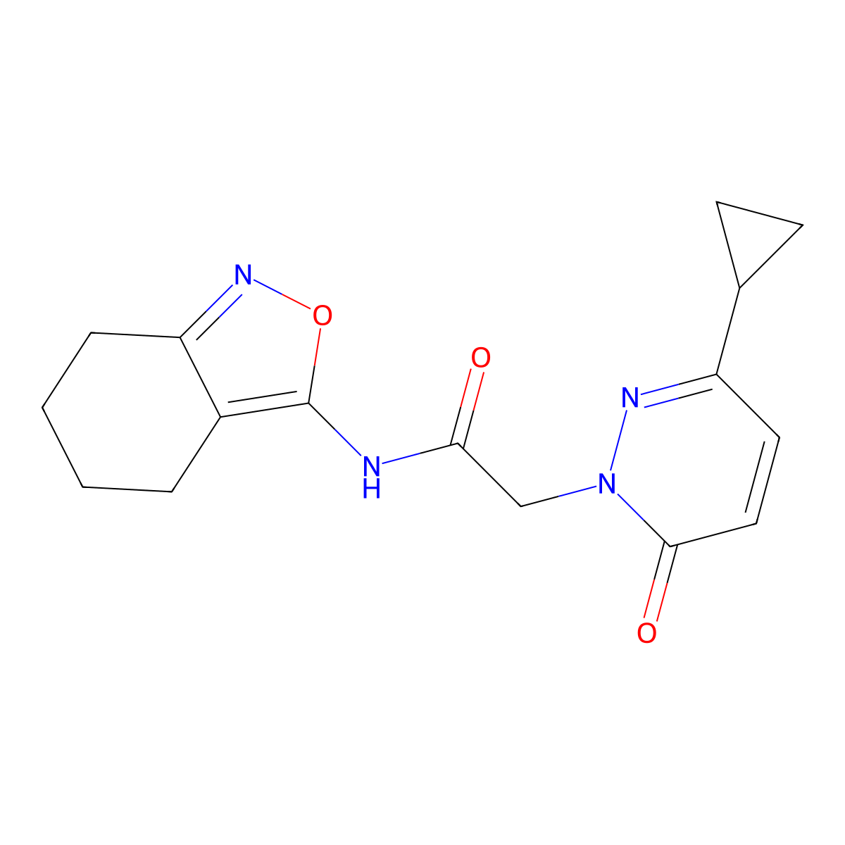 2-(3-cyclopropyl-6-oxopyridazin-1(6H)-yl)-N-(4,5,6,7-tetrahydrobenzo[c]isoxazol-3-yl)acetamide molecular structure, CAS 2034535-97-0