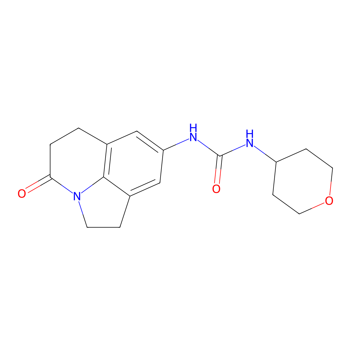 1-(4-oxo-2,4,5,6-tetrahydro-1H-pyrrolo[3,2,1-ij]quinolin-8-yl)-3-(tetrahydro-2H-pyran-4-yl)urea molecular structure, CAS 2034536-01-9