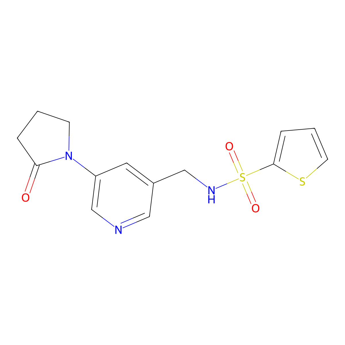 N-{[5-(2-oxopyrrolidin-1-yl)pyridin-3-yl]methyl}thiophene-2-sulfonamide molecular structure, CAS 2034536-04-2
