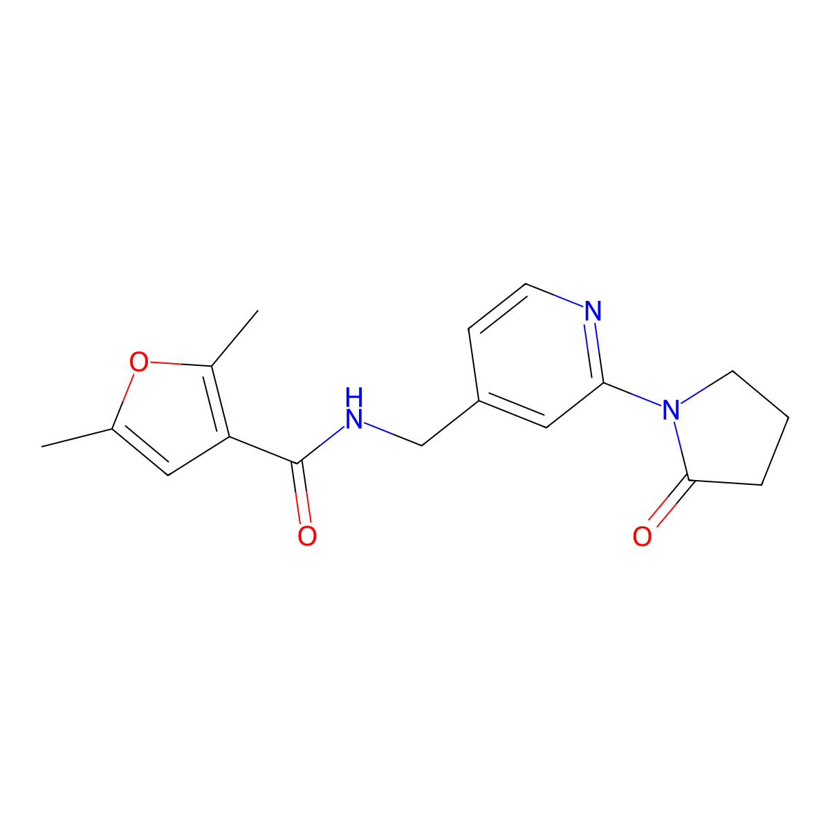 2,5-dimethyl-N-{[2-(2-oxopyrrolidin-1-yl)pyridin-4-yl]methyl}furan-3-carboxamide molecular structure, CAS 2034536-08-6