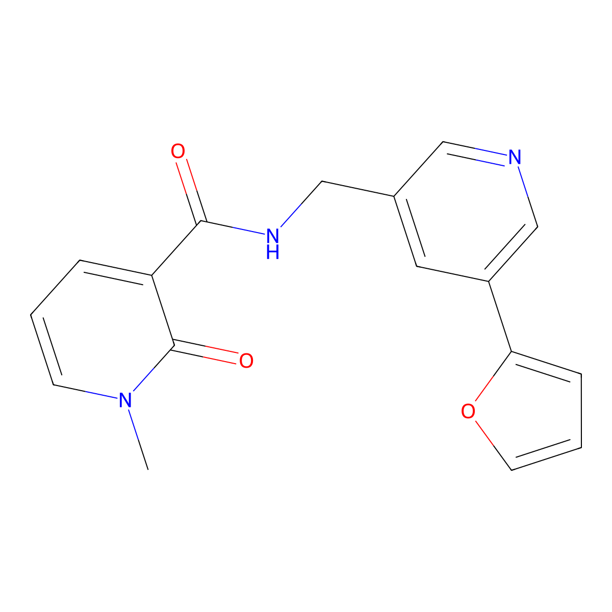 N-{[5-(furan-2-yl)pyridin-3-yl]methyl}-1-methyl-2-oxo-1,2-dihydropyridine-3-carboxamide molecular structure, CAS 2034536-11-1
