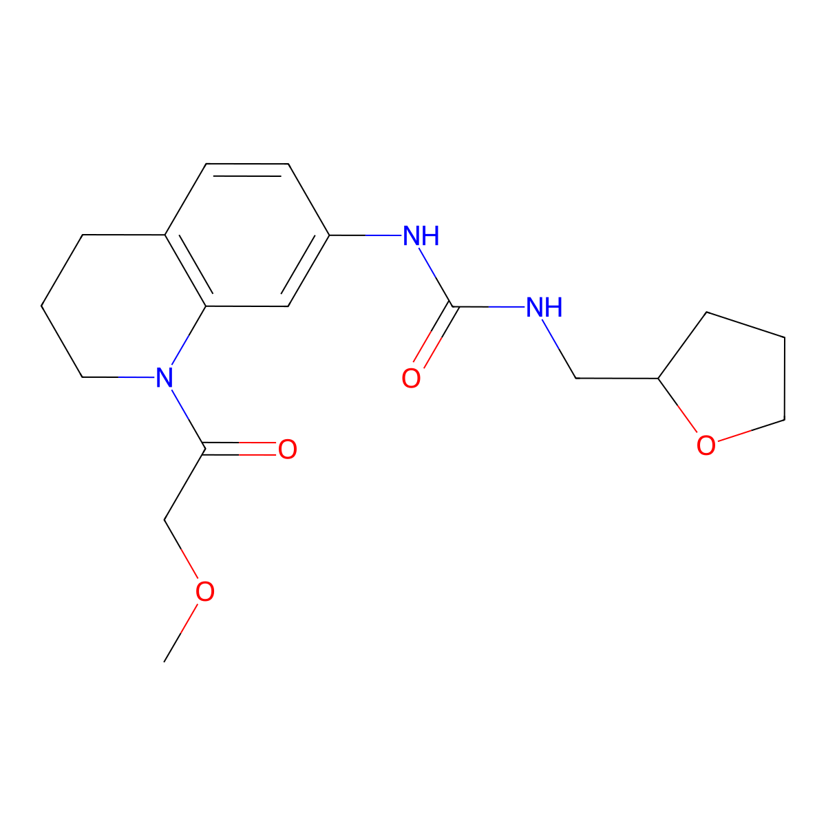 1-(1-(2-Methoxyacetyl)-1,2,3,4-tetrahydroquinolin-7-yl)-3-((tetrahydrofuran-2-yl)methyl)urea molecular structure, CAS 2034536-12-2