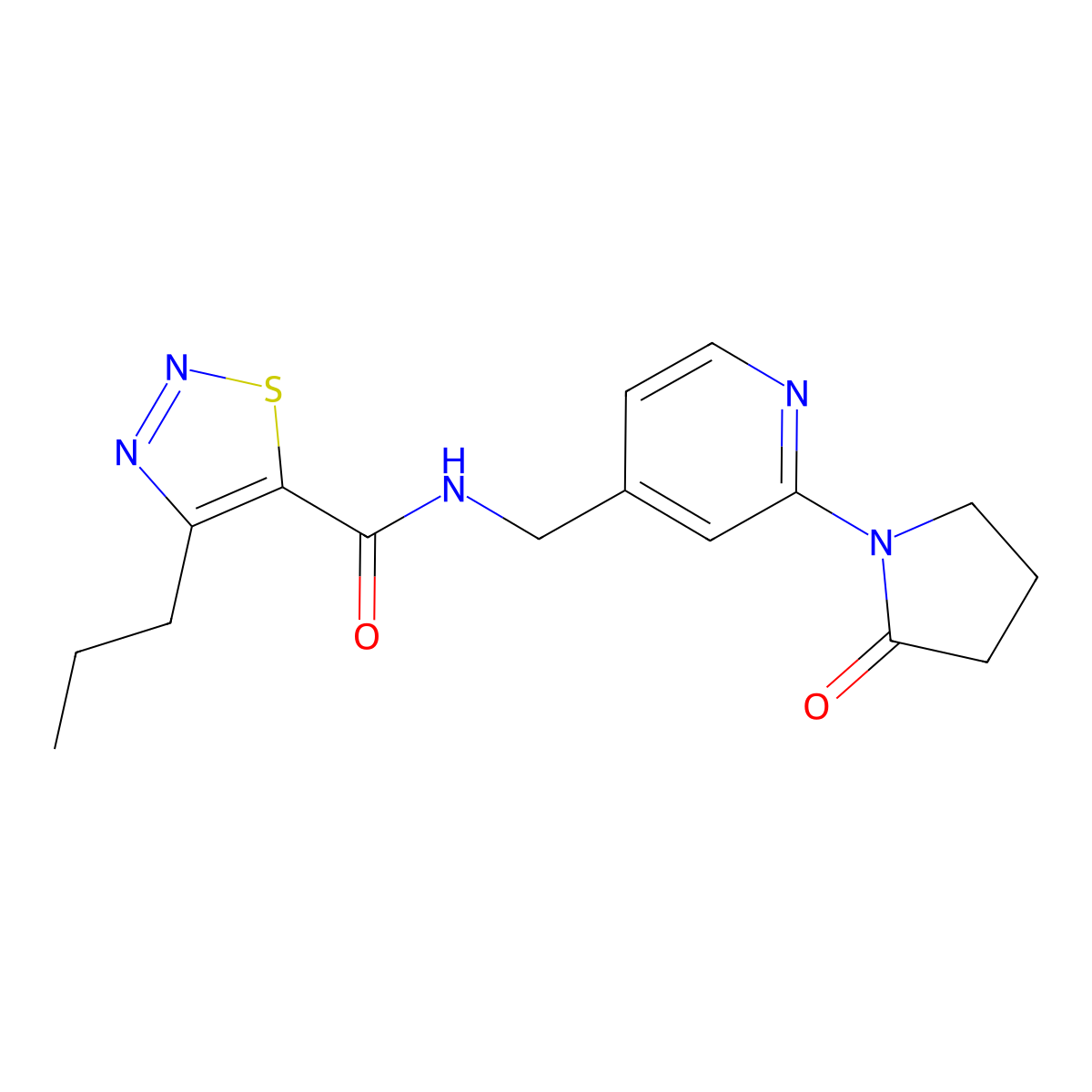 N-{[2-(2-oxopyrrolidin-1-yl)pyridin-4-yl]methyl}-4-propyl-1,2,3-thiadiazole-5-carboxamide molecular structure, CAS 2034536-14-4
