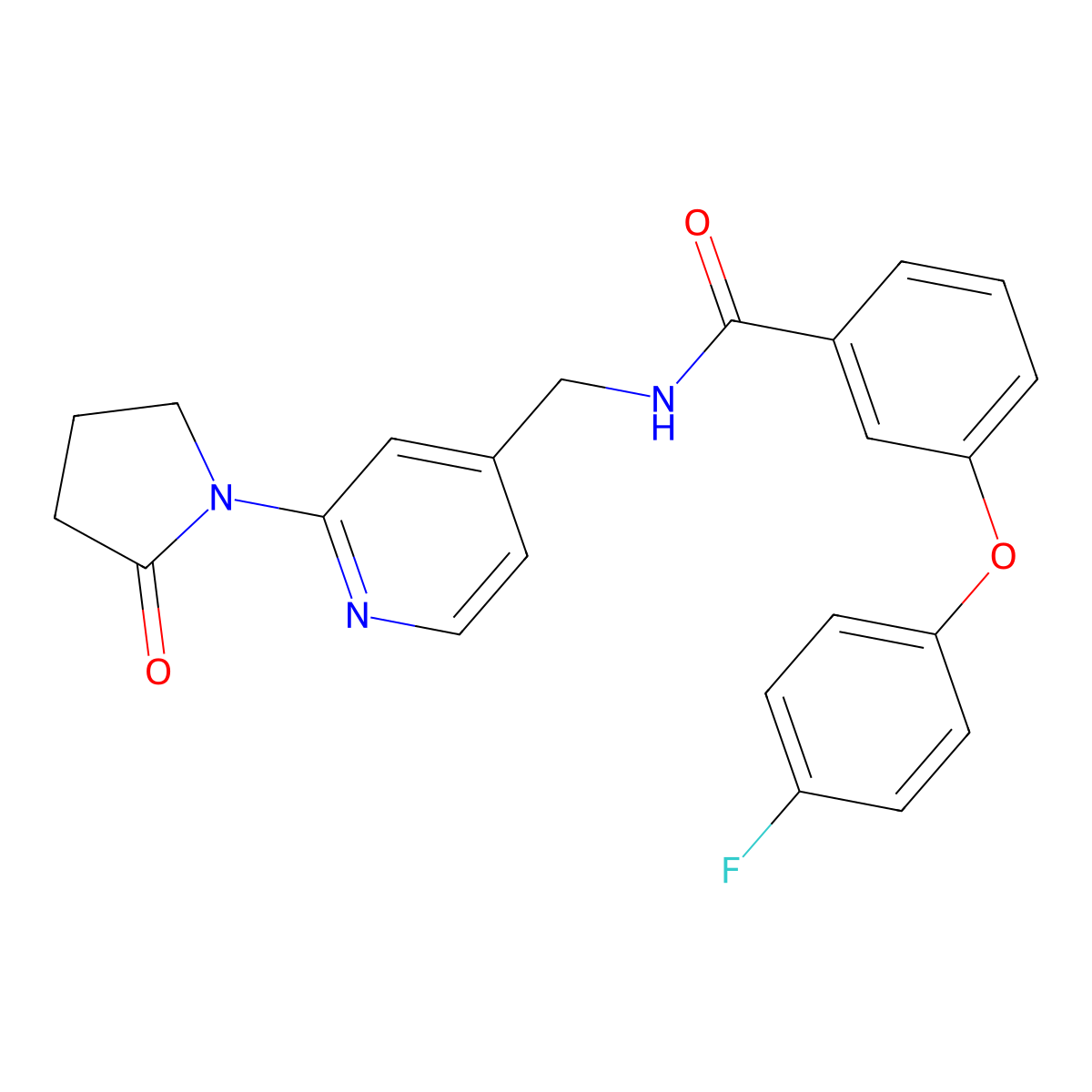 3-(4-fluorophenoxy)-N-{[2-(2-oxopyrrolidin-1-yl)pyridin-4-yl]methyl}benzamide molecular structure, CAS 2034536-22-4