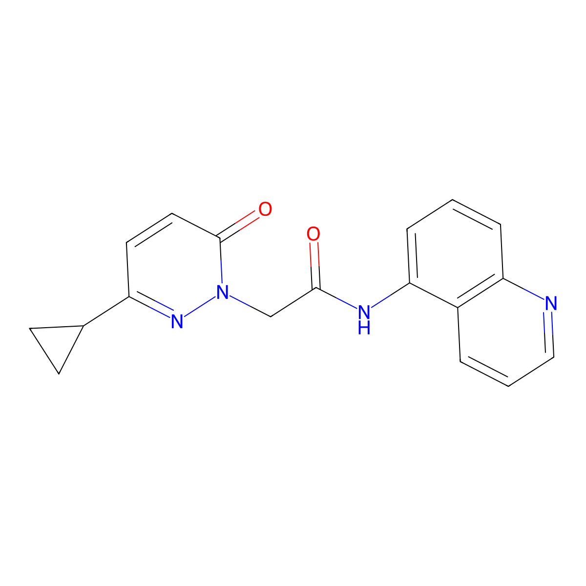 2-(3-cyclopropyl-6-oxopyridazin-1(6H)-yl)-N-(quinolin-5-yl)acetamide molecular structure, CAS 2034536-24-6