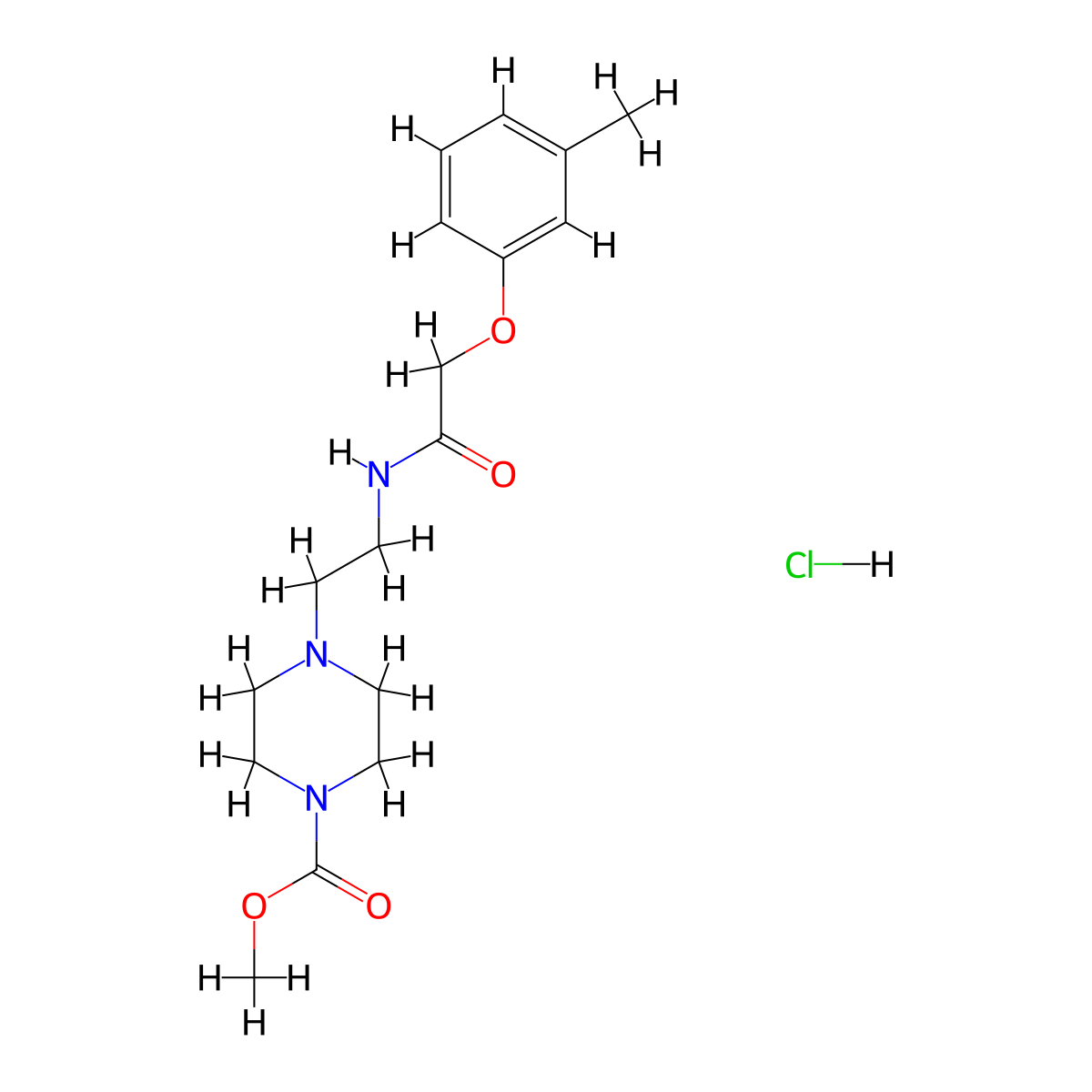 Methyl 4-(2-(2-(m-tolyloxy)acetamido)ethyl)piperazine-1-carboxylate hydrochloride molecular structure, CAS 2034536-29-1