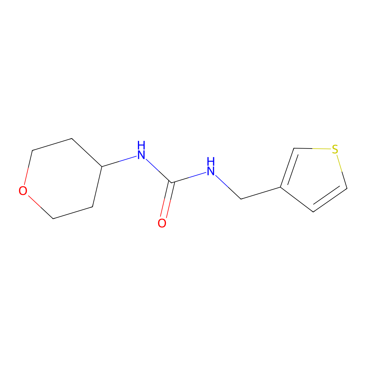 1-(tetrahydro-2H-pyran-4-yl)-3-(thiophen-3-ylmethyl)urea molecular structure, CAS 2034536-31-5