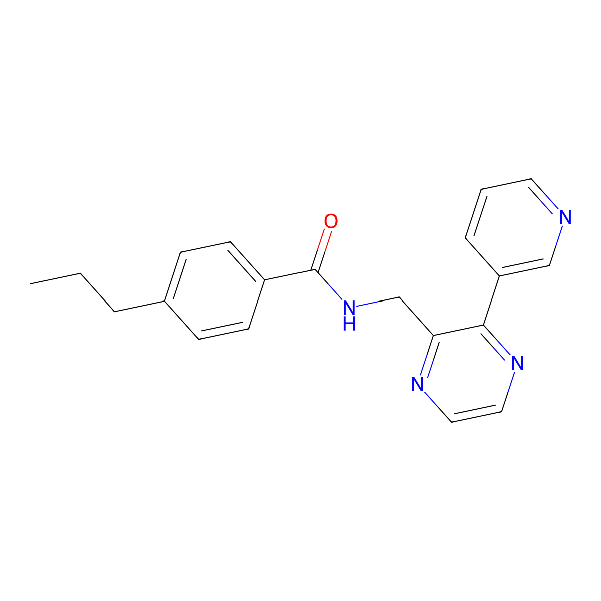 4-propyl-N-{[3-(pyridin-3-yl)pyrazin-2-yl]methyl}benzamide molecular structure, CAS 2034536-34-8