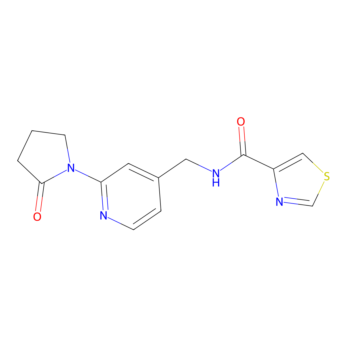 N-((2-(2-oxopyrrolidin-1-yl)pyridin-4-yl)methyl)thiazole-4-carboxamide molecular structure, CAS 2034536-35-9