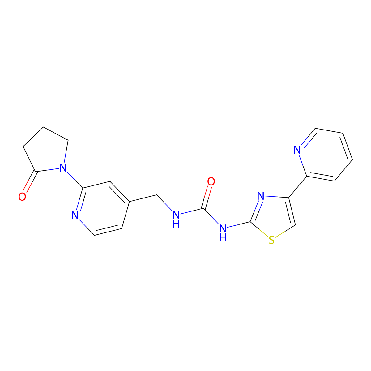 1-((2-(2-Oxopyrrolidin-1-yl)pyridin-4-yl)methyl)-3-(4-(pyridin-2-yl)thiazol-2-yl)urea molecular structure, CAS 2034536-37-1