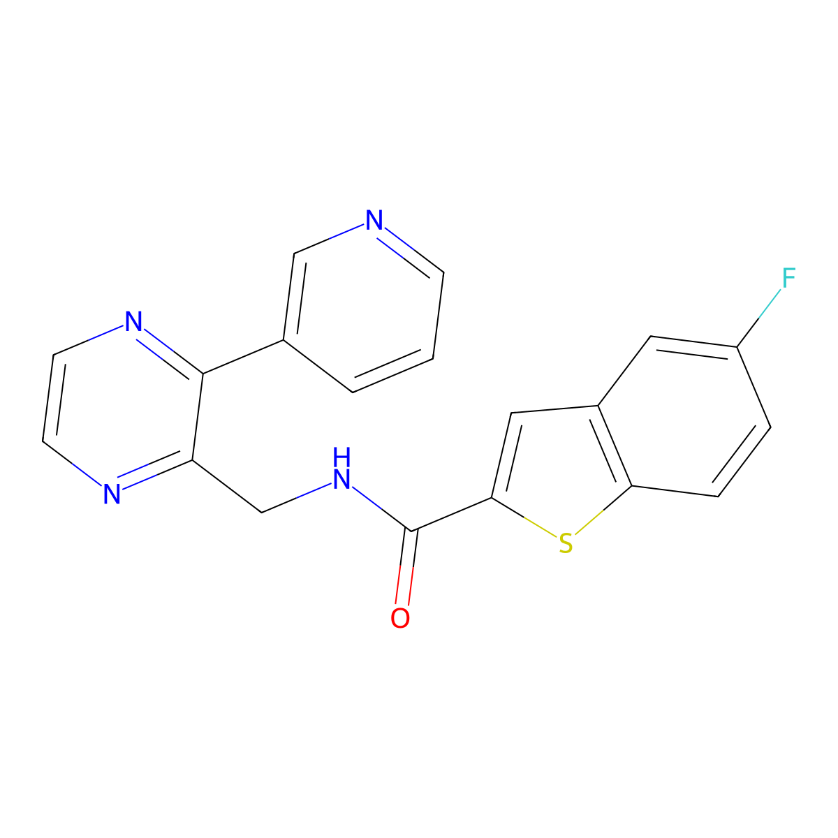 5-fluoro-N-((3-(pyridin-3-yl)pyrazin-2-yl)methyl)benzo[b]thiophene-2-carboxamide molecular structure, CAS 2034536-38-2