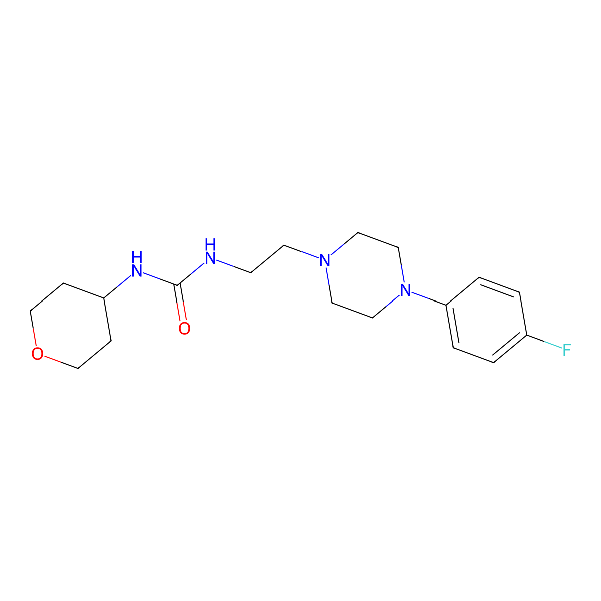 1-(2-(4-(4-fluorophenyl)piperazin-1-yl)ethyl)-3-(tetrahydro-2H-pyran-4-yl)urea molecular structure, CAS 2034536-41-7