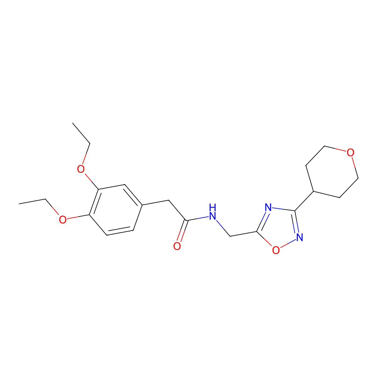 2-(3,4-diethoxyphenyl)-N-{[3-(oxan-4-yl)-1,2,4-oxadiazol-5-yl]methyl}acetamide molecular structure, CAS 2034536-42-8