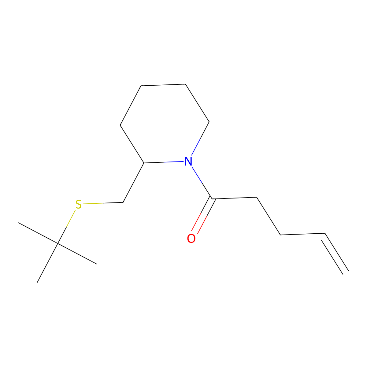 1-(2-((Tert-butylthio)methyl)piperidin-1-yl)pent-4-en-1-one molecular structure, CAS 2034536-43-9