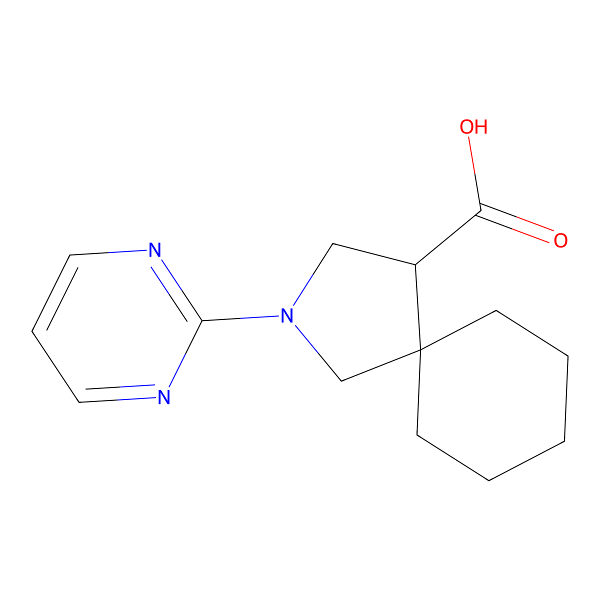 2-(Pyrimidin-2-yl)-2-azaspiro[4.5]decane-4-carboxylic acid molecular structure, CAS 2034536-44-0