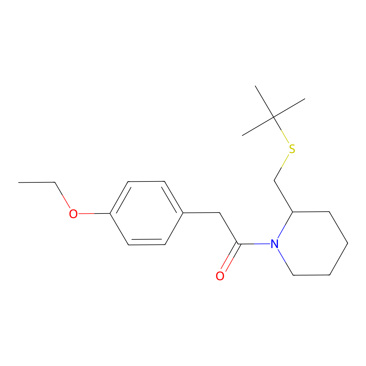 1-(2-((Tert-butylthio)methyl)piperidin-1-yl)-2-(4-ethoxyphenyl)ethanone molecular structure, CAS 2034536-46-2