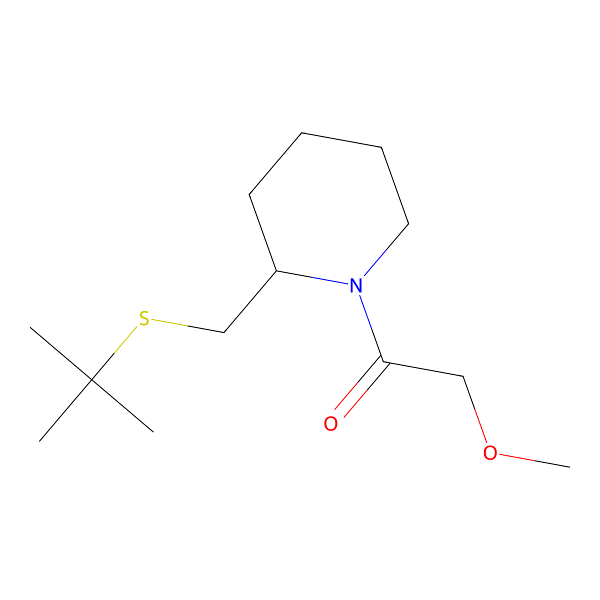 1-(2-((Tert-butylthio)methyl)piperidin-1-yl)-2-methoxyethanone molecular structure, CAS 2034536-49-5