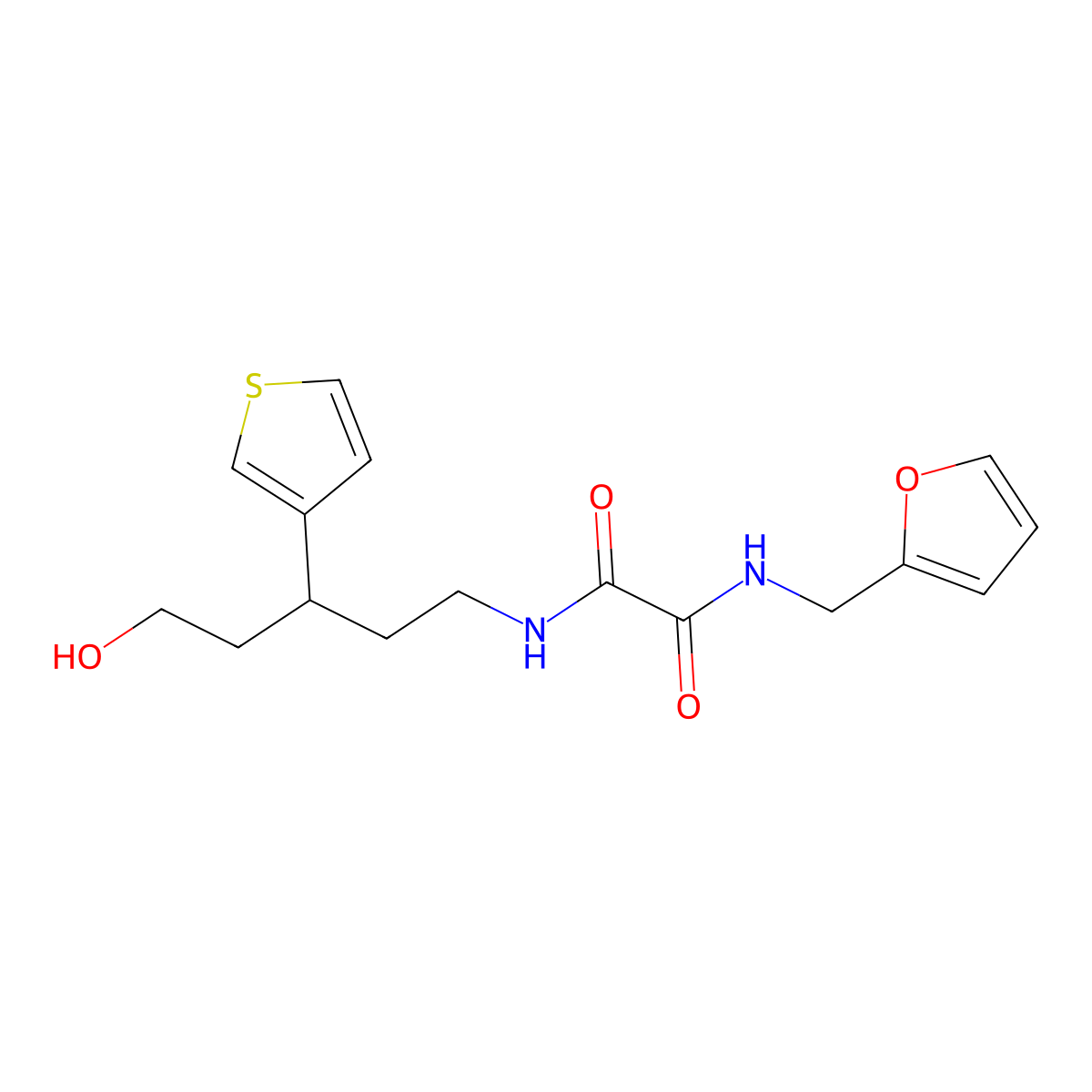 N1-(furan-2-ylmethyl)-N2-(5-hydroxy-3-(thiophen-3-yl)pentyl)oxalamide molecular structure, CAS 2034536-51-9