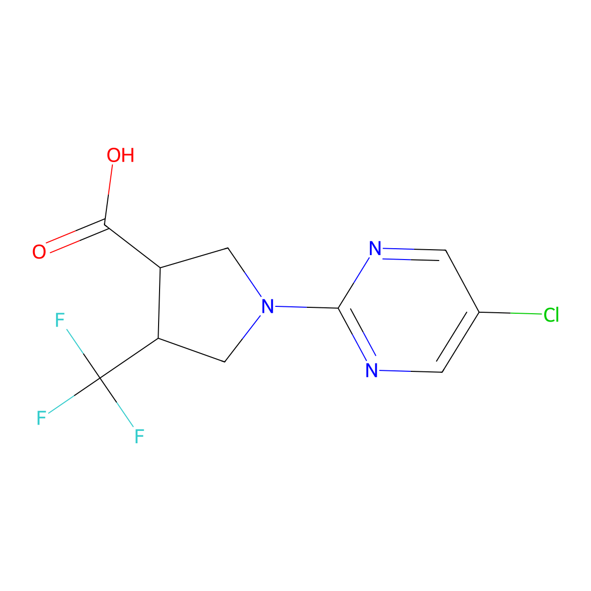 1-(5-Chloropyrimidin-2-yl)-4-(trifluoromethyl)pyrrolidine-3-carboxylic acid molecular structure, CAS 2034536-54-2