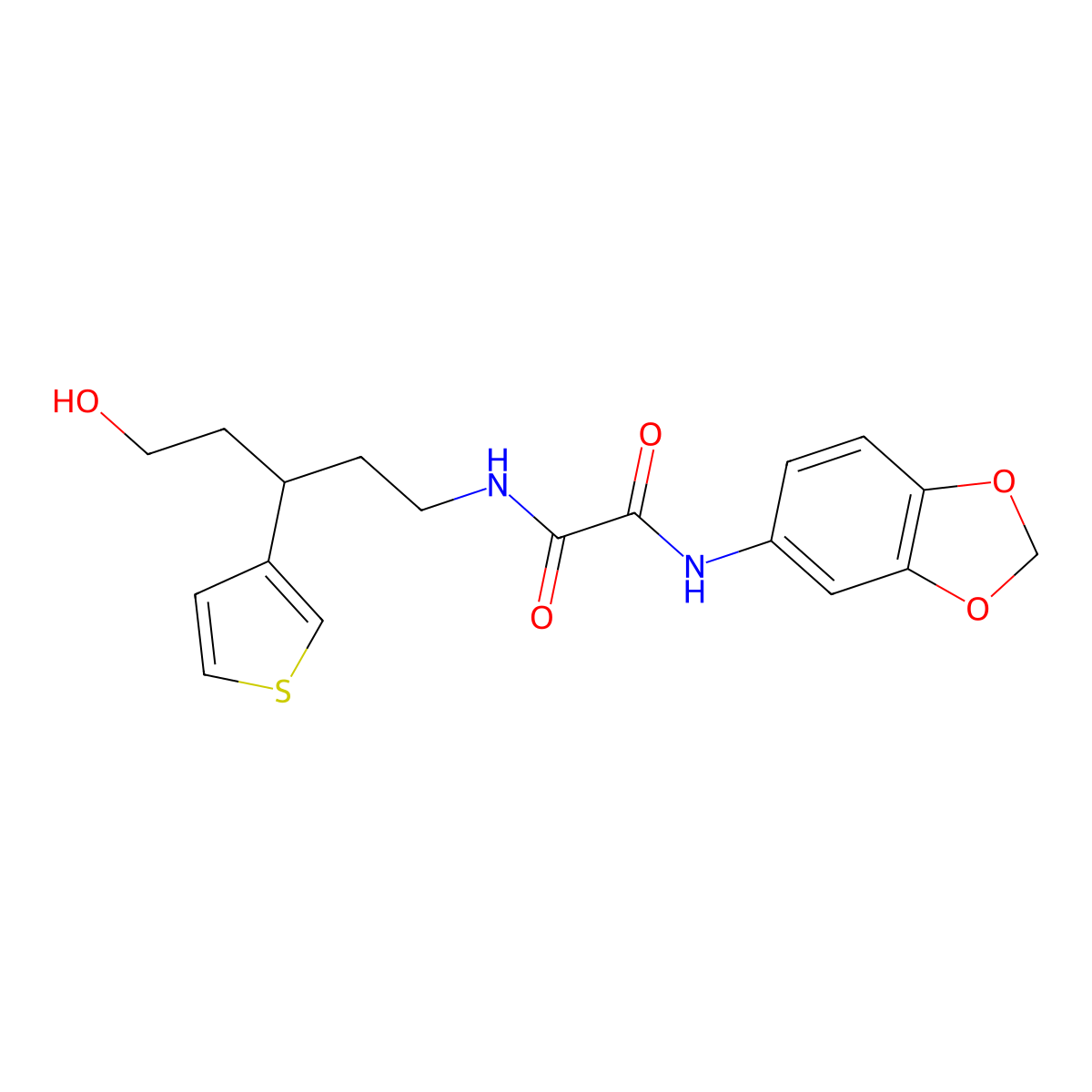N1-(benzo[d][1,3]dioxol-5-yl)-N2-(5-hydroxy-3-(thiophen-3-yl)pentyl)oxalamide molecular structure, CAS 2034536-56-4