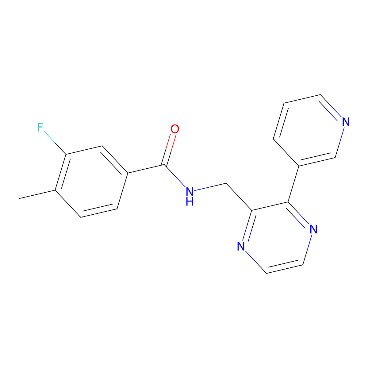 3-fluoro-4-methyl-N-{[3-(pyridin-3-yl)pyrazin-2-yl]methyl}benzamide molecular structure, CAS 2034536-61-1