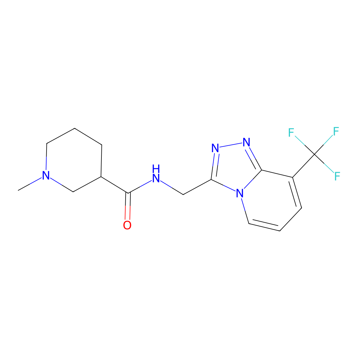 1-methyl-N-{[8-(trifluoromethyl)-[1,2,4]triazolo[4,3-a]pyridin-3-yl]methyl}piperidine-3-carboxamide molecular structure, CAS 2034536-66-6