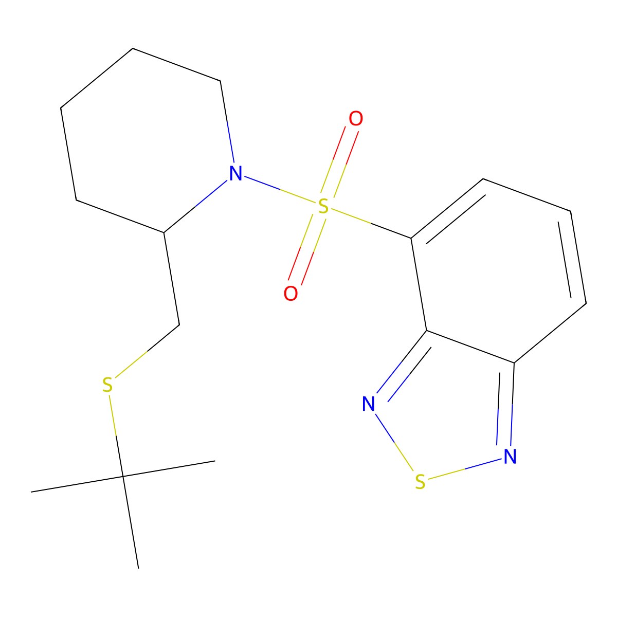 4-((2-((Tert-butylthio)methyl)piperidin-1-yl)sulfonyl)benzo[c][1,2,5]thiadiazole molecular structure, CAS 2034536-67-7