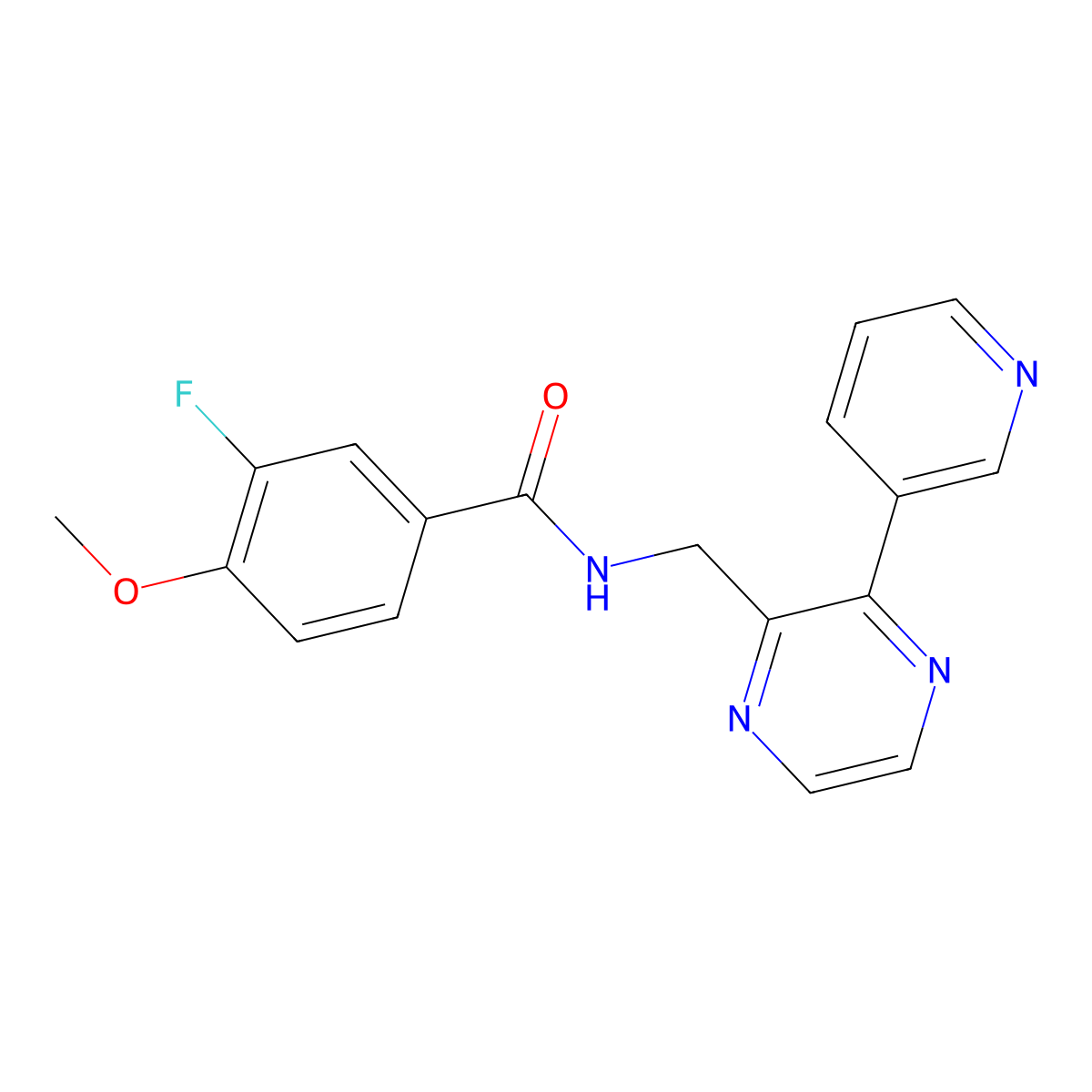 3-fluoro-4-methoxy-N-{[3-(pyridin-3-yl)pyrazin-2-yl]methyl}benzamide molecular structure, CAS 2034536-69-9