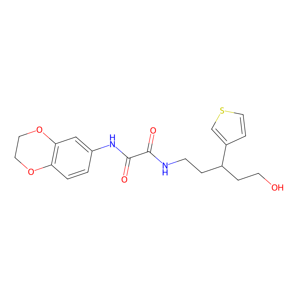 N1-(2,3-dihydrobenzo[b][1,4]dioxin-6-yl)-N2-(5-hydroxy-3-(thiophen-3-yl)pentyl)oxalamide molecular structure, CAS 2034536-70-2