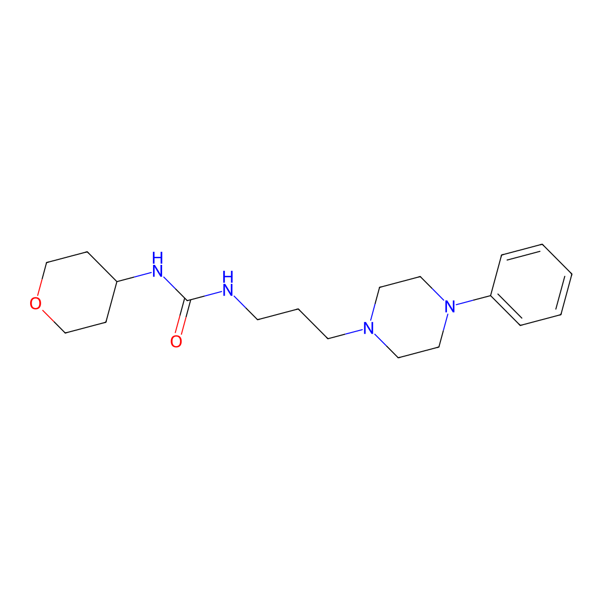 1-(3-(4-phenylpiperazin-1-yl)propyl)-3-(tetrahydro-2H-pyran-4-yl)urea molecular structure, CAS 2034536-75-7